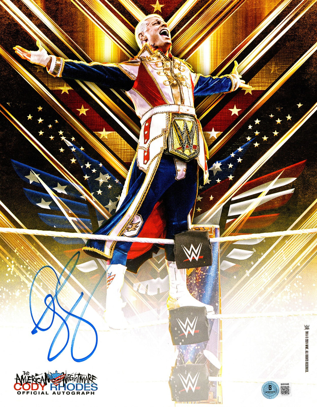 Cody Rhodes Signed 11x14 Photo WWE The American Nightmare Beckett BAS QR