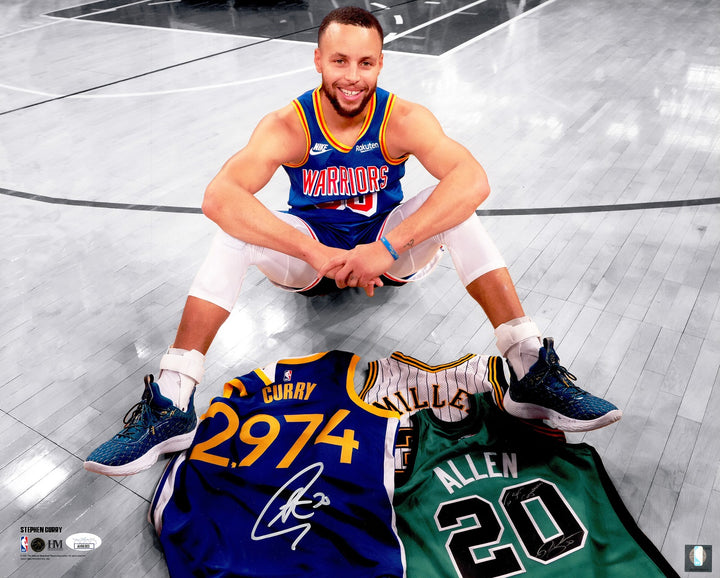 Stephen Curry Signed 16x20 Photo Warriors All Time 3 Point Leader JSA