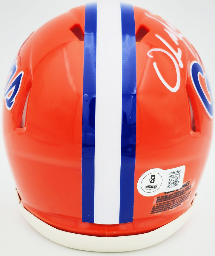 Urban Meyer Signed Florida Gators Orange Speed Mini Helmet Beckett Wit