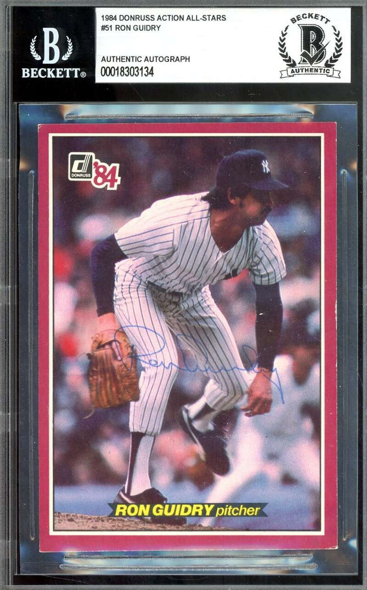 Ron Guidry Beckett BAS Autographed 1984 Donruss Action All Stars Signed