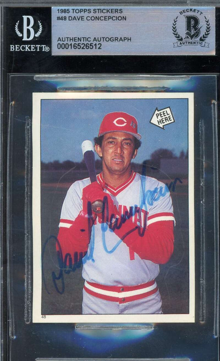 Dave Concepcion Beckett BAS Signed 1985 Topps Stickers Autograph