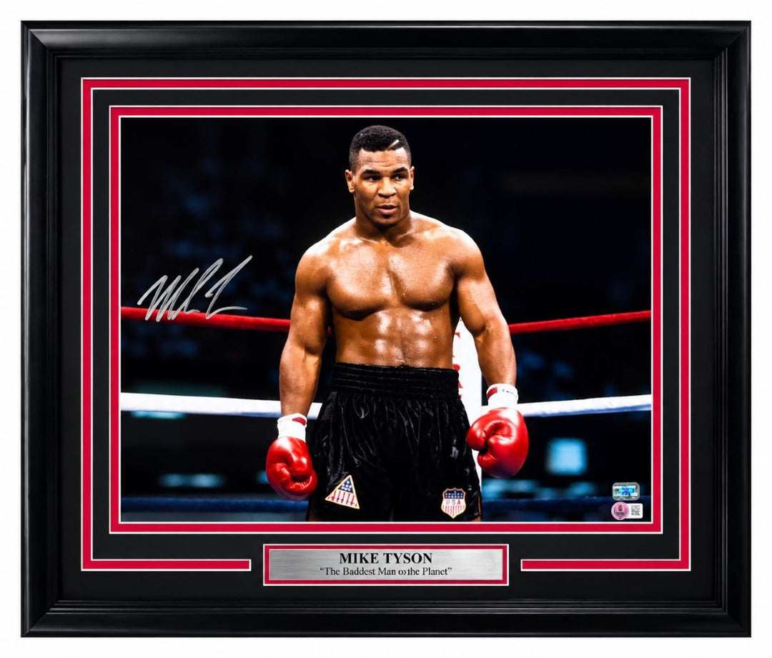 Mike Tyson Signed Framed 16x20 Stare Photo BAS