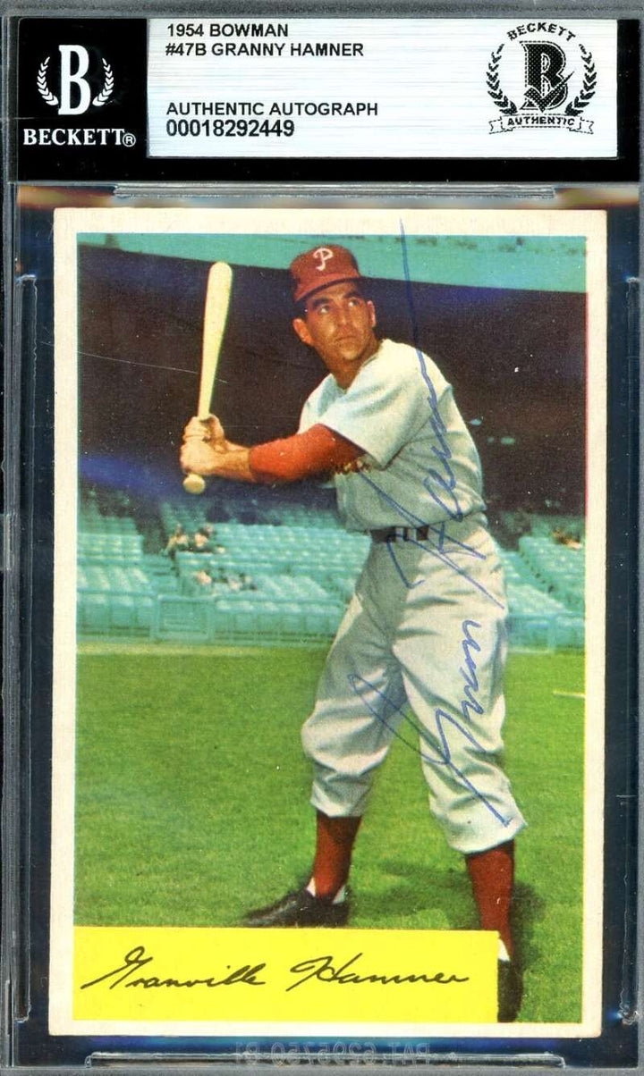 Granny Hamner Beckett BAS Signed 1954 Bowman Autograph