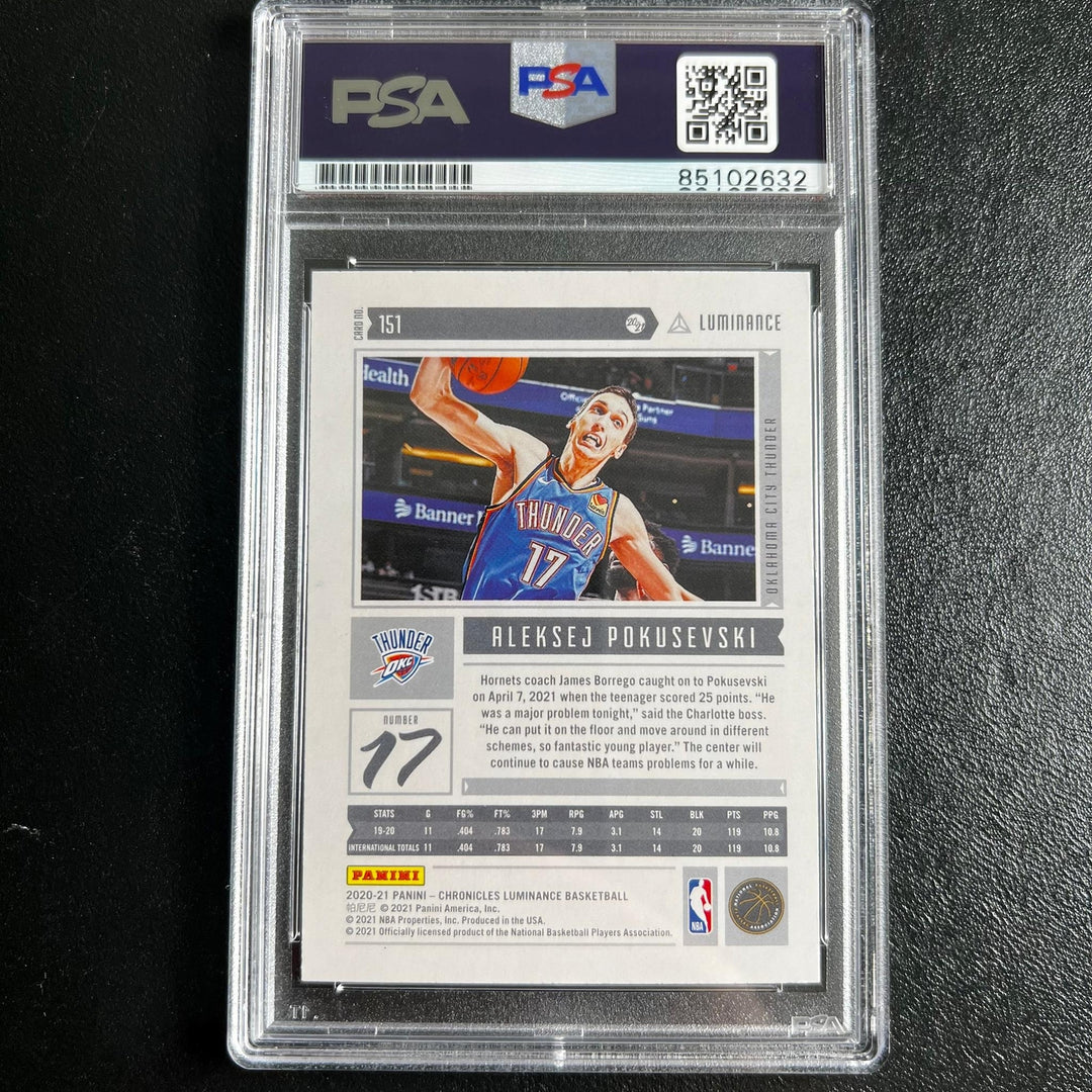 2020-21 Panini Chronicles Luminance #151 Aleksej Pokusevski Signed Card AUTO PSA