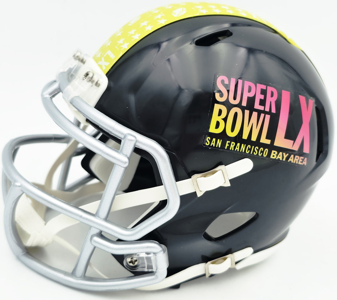 AJ Barner Signed Seahawks Black SB LX Logo Speed Mini Helmet Beckett Witness