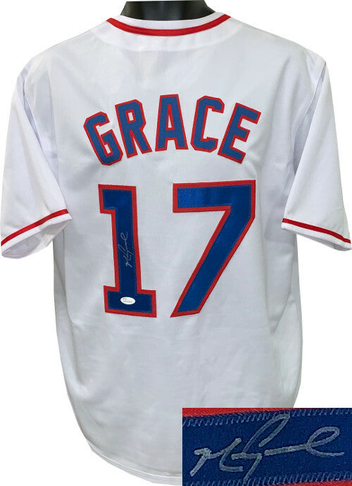 Mark Grace signed White TB Custom Stitched Baseball Jersey XL- JSA ITP Hologram