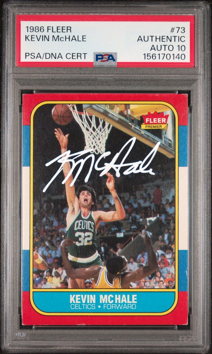 Graded 1986 Fleer Kevin McHale #73 Autographed Basketball Card PSA Auto 10