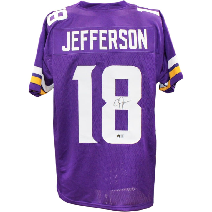 Justin Jefferson Autographed Pro Style Sz XL Purple Jersey Beckett Witness 57919