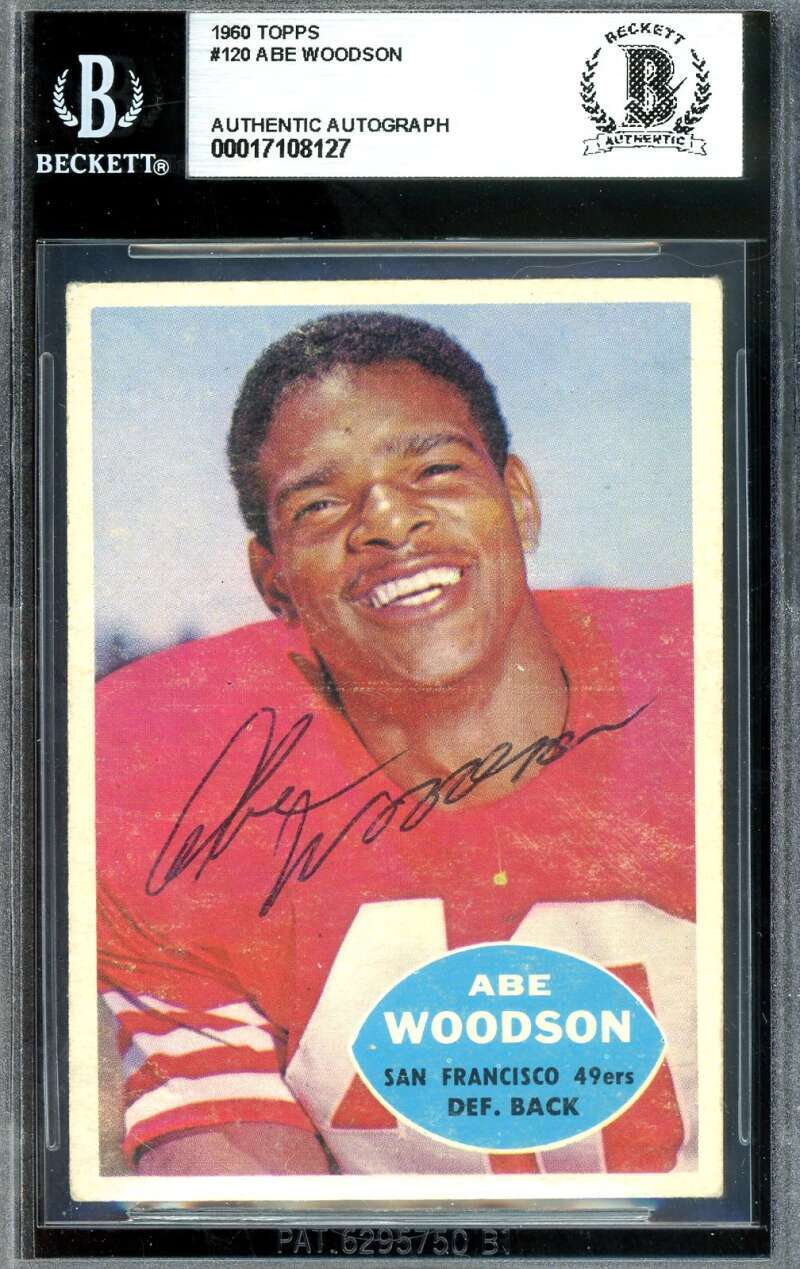 Abe Woodson Beckett BAS Signed 1960 Topps Autographed