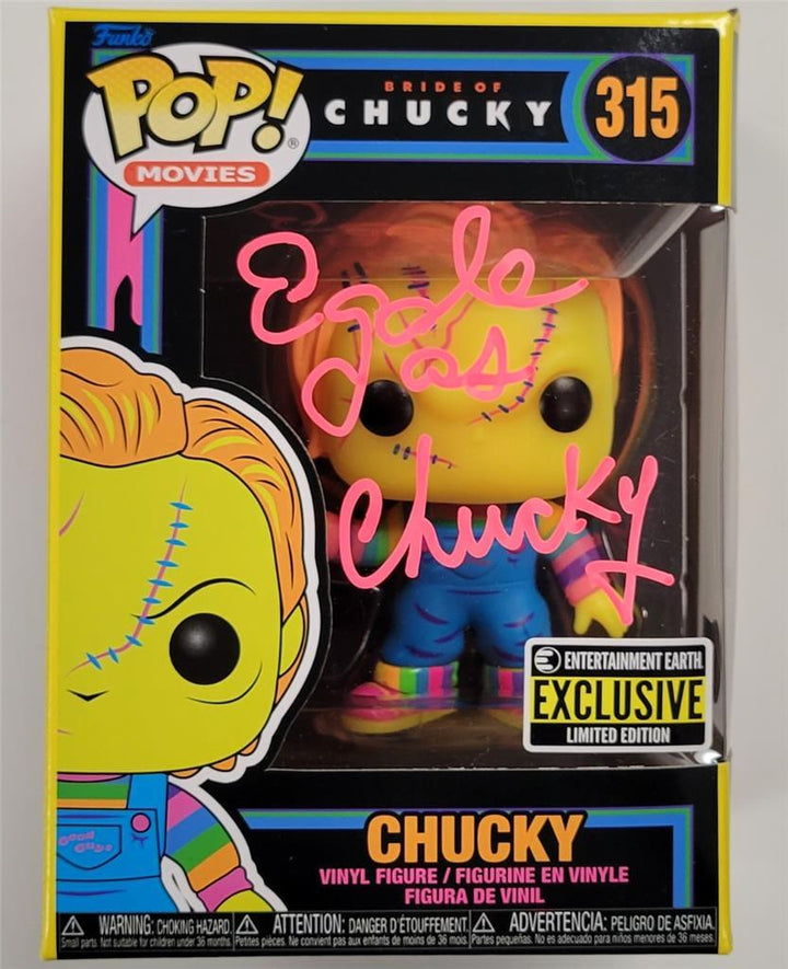 Ed Gale signed Blacklight Chucky Funko Pop! Pink autograph ~ BAS Beckett