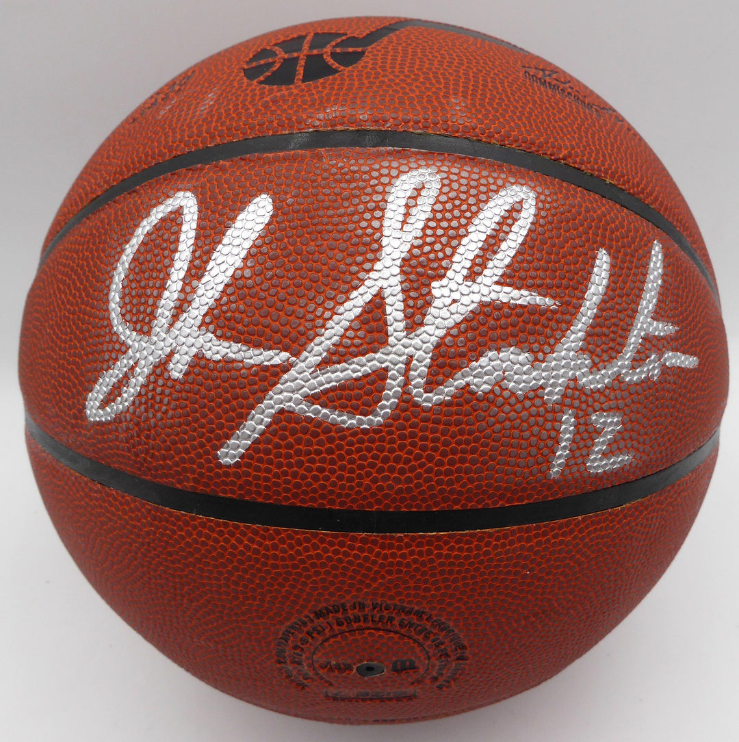 Karl Malone & John Stockton Auto Wilson Basketball Jazz Smudged Beckett 1W271664