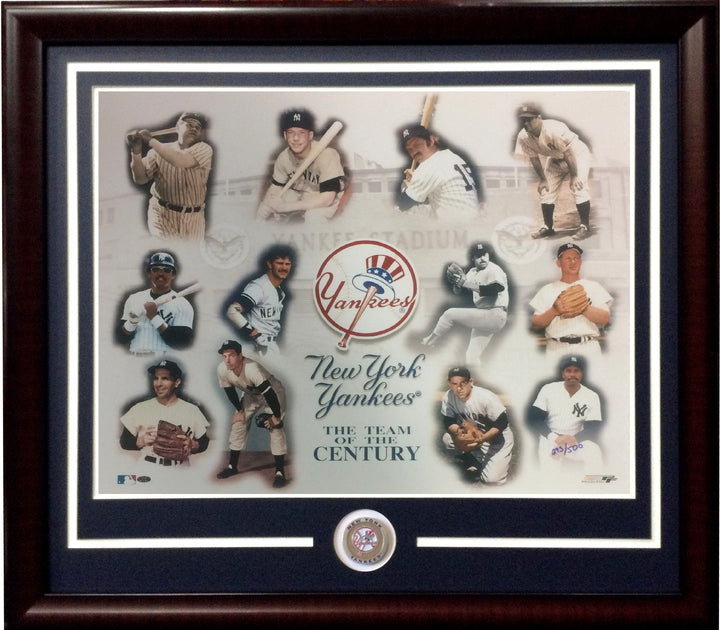 NY Yankees team Century 16x20 photo framed coin Babe Ruth Mickey Mantle LE /500