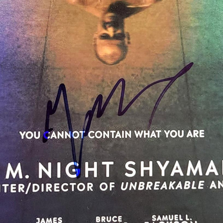 M. Night Shyamalan signed Glass 12x18 photo poster autograph (A) ~ PSA sticker