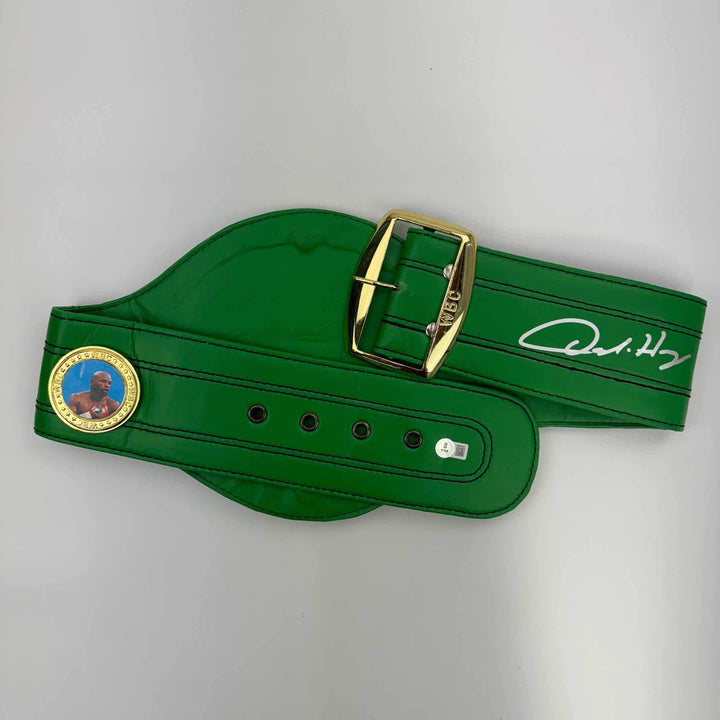 Autographed/Signed Oscar De La Hoya WBC Green Replica Championship Belt BAS COA