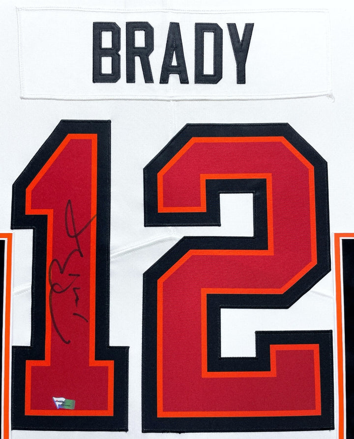 Tom Brady Signed Tampa Bay Buccaneers Framed White Jersey Fanatics Autograph 12