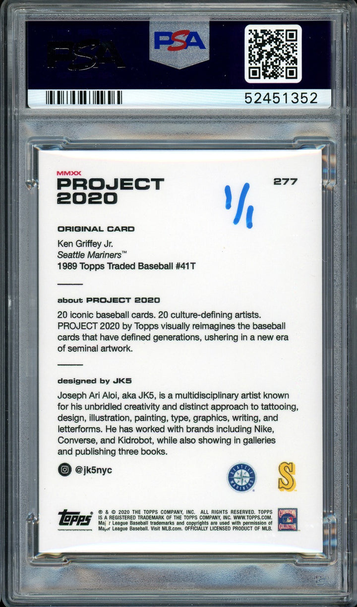 Ken Griffey Jr. Auto Topps Project 2020 JK5 Card 277 Mariners 13xAS 1/1 PSA/DNA