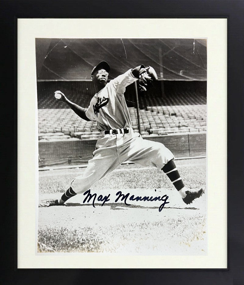 Max Manning signed Newark Eagles Negro League 8x10 Photo imperfect Framed- COA