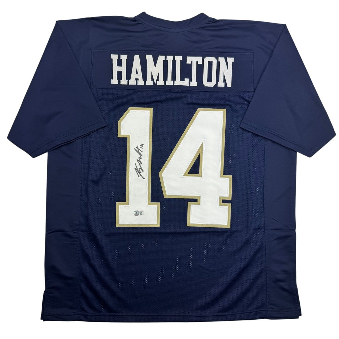 Autographed/Signed Kyle Hamilton Notre Dame Blue College Football Jersey BAS COA