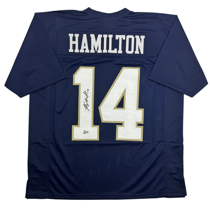 Autographed/Signed Kyle Hamilton Notre Dame Blue College Football Jersey BAS COA
