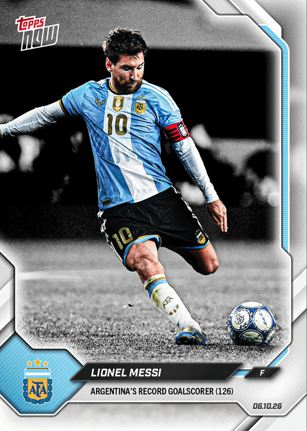 2026 Topps Now Lionel Messi #VAR3 Argentinas Record Goal Scorer (126) Card