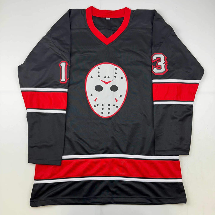 Autographed/Signed Ari Lehman Jason Voorhees Friday 13th Black Jersey JSA COA