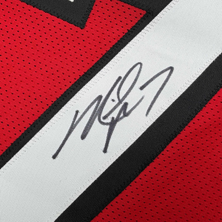 Autographed/Signed MICHAEL MIKE VICK Atlanta Red Jersey PSA/DNA COA