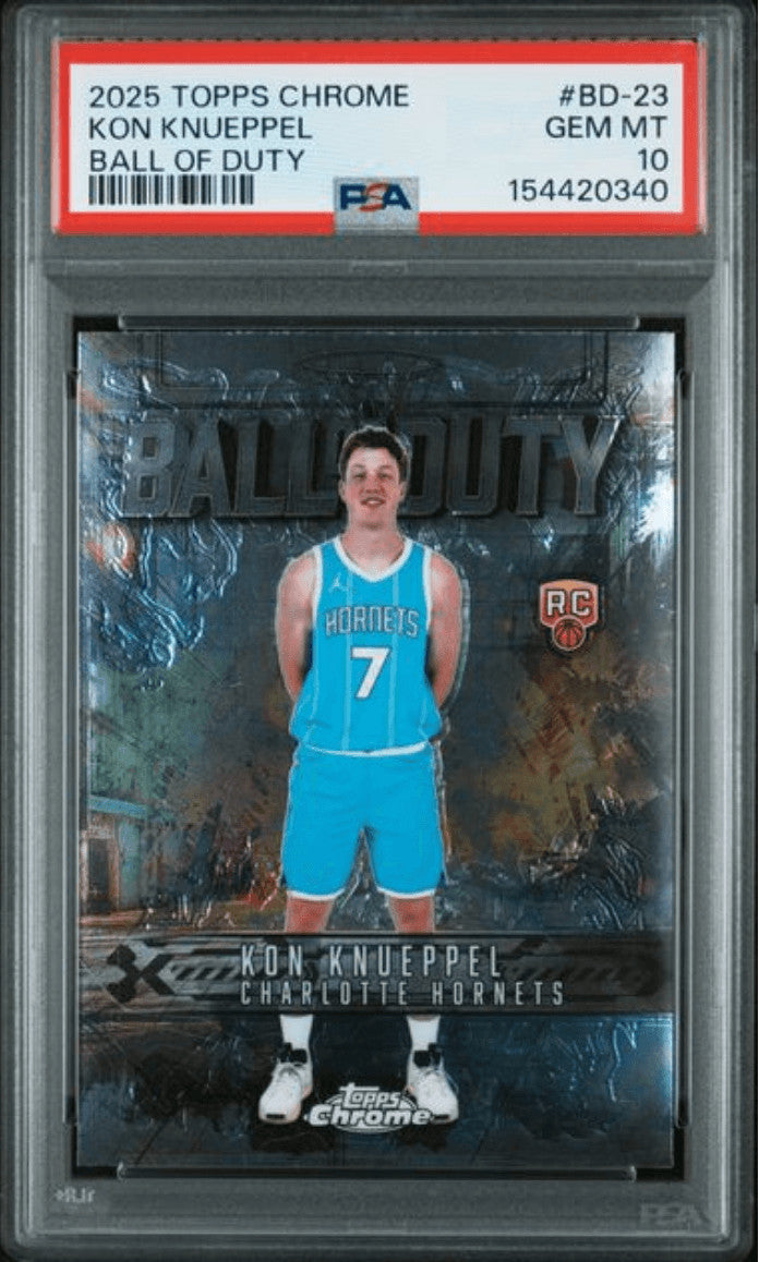 Graded 2025 Topps Chrome Kon Knueppel #BD23 Ball of Duty Rookie Card PSA 10