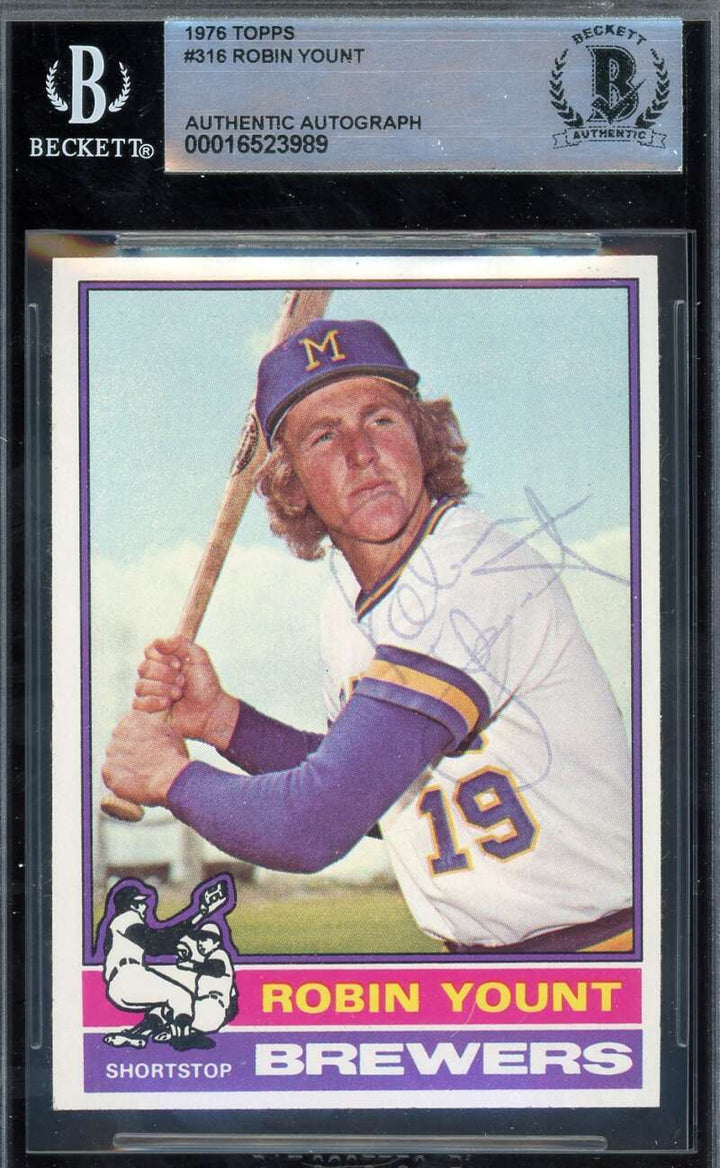 Robin Yount Beckett BAS Vintage Signed 1976 Topps Autograph