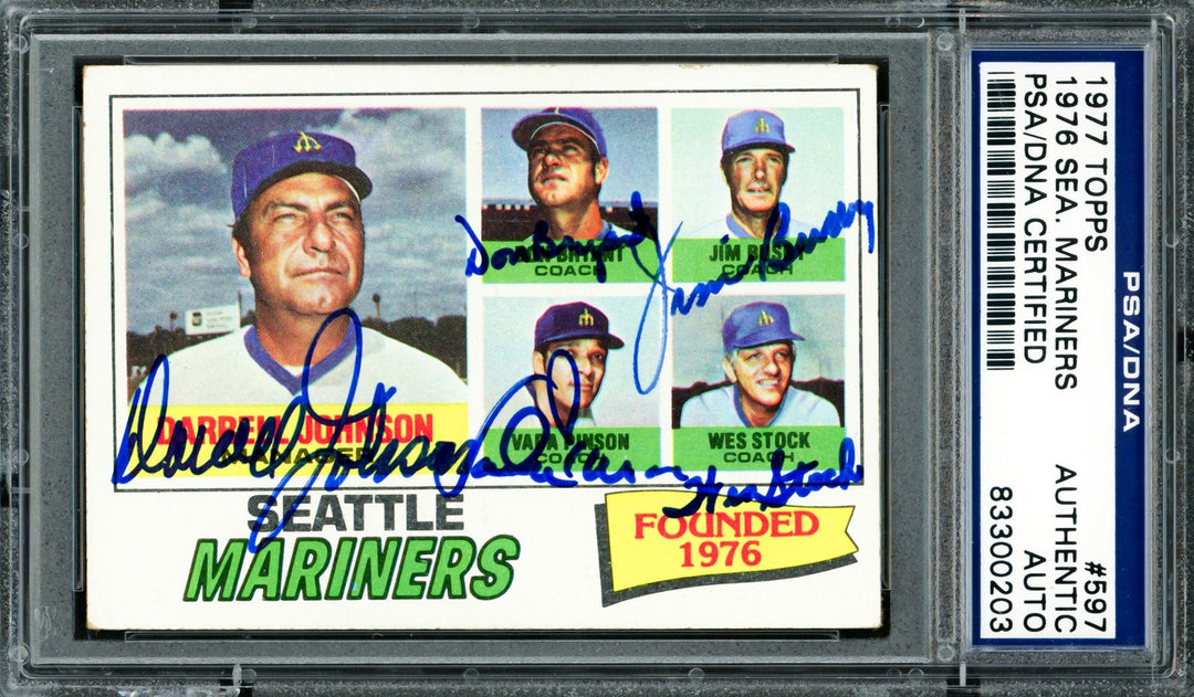 Seattle Mariner Coaches Signed 1977 Topps Card Signed By All 5 PSA/DNA 83300203