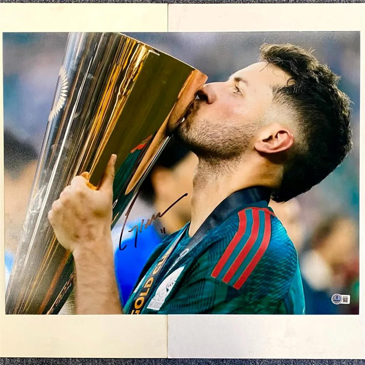 Santiago Gimenez Signed 16x20 Photo Mexico Milan autograph ~ Beckett BAS