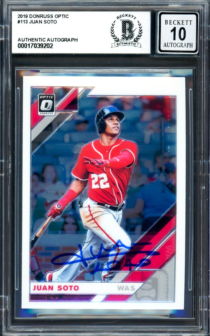 Juan Soto Signed 2019 Donruss Optic Card 113 Mets Auto GM 10 Beckett #17039202