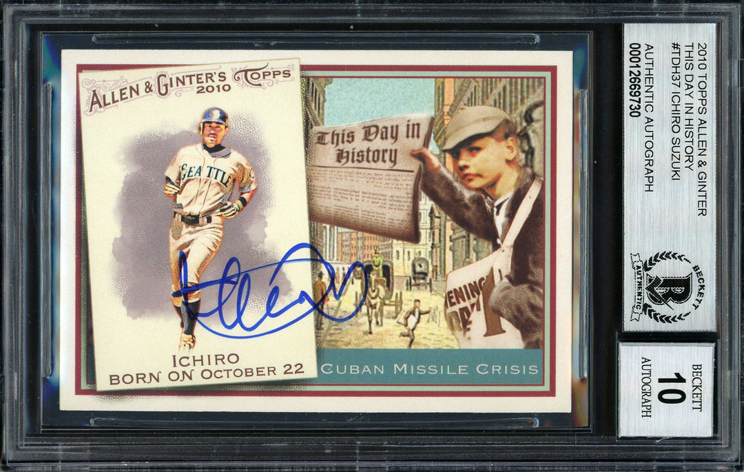 Ichiro Suzuki Auto 2010 Topps Allen Ginter This Day Card TDH37 Sig 10 BAS