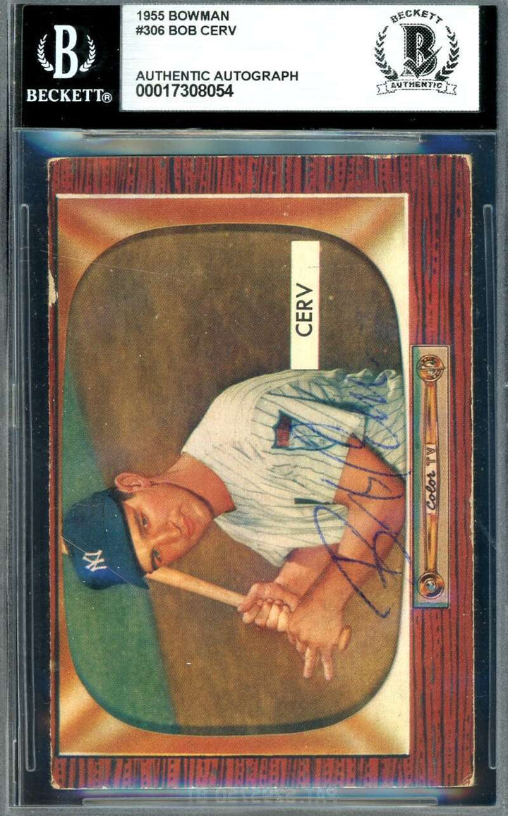 Bob Cerv Beckett BAS Signed 1955 Bowman Autograph