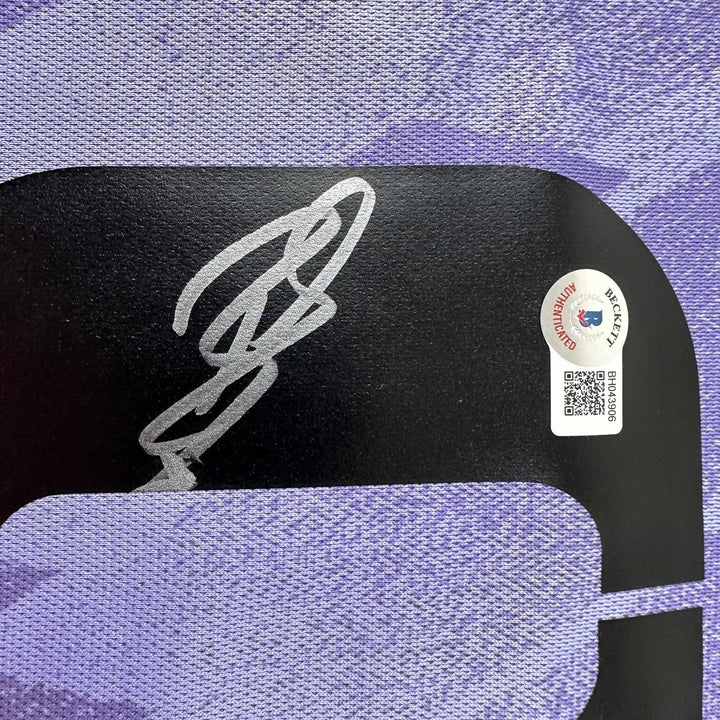 Autographed/Signed Karim Benzema Real Madrid 2022-23 Purple Jersey BAS COA