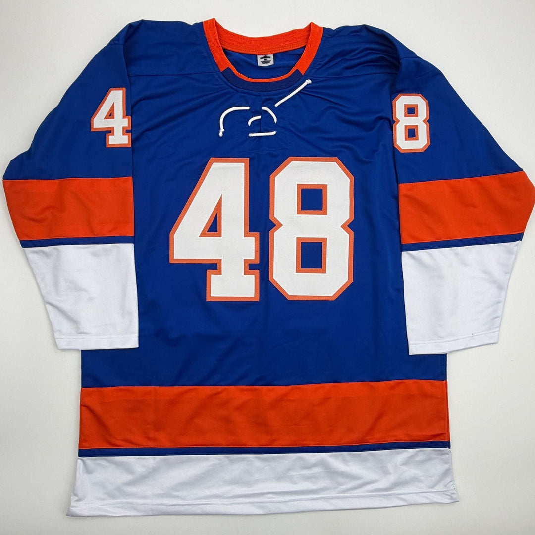 Facsimile Autographed Matthew Schaefer New York Blue Reprint Jersey Men's XL