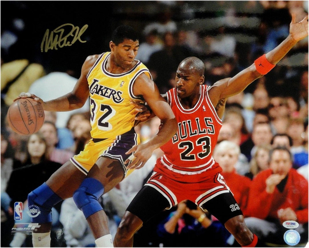Magic Johnson Signed & Custom Framed Lakers 16x20 PSA/DNA COA Jordan Autograph