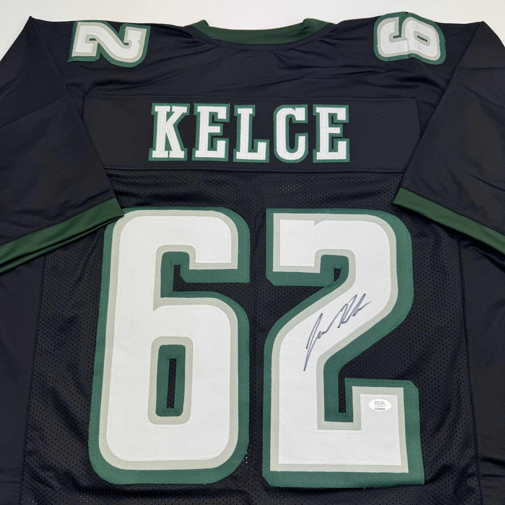 Autographed/Signed JASON KELCE Philadelphia Black Football Jersey PSA COA Auto