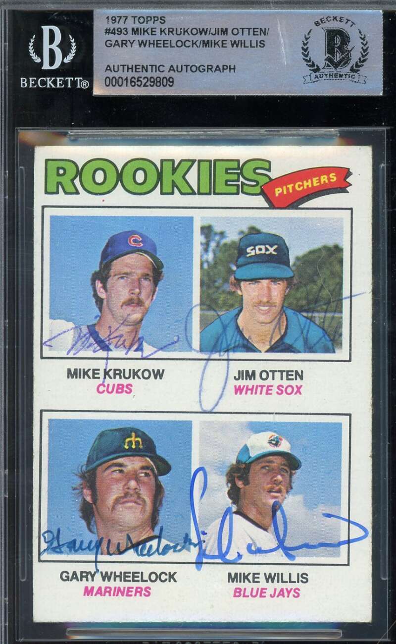 Krukow Otten Wheelock Willis Beckett BAS Signed 1977 Topps Rookies Autograph