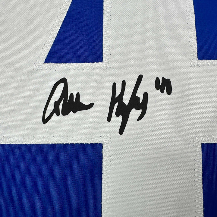 Facsimile Autographed Quinn Hughes Vancouver Blue Reprint Jersey Size Men's XL