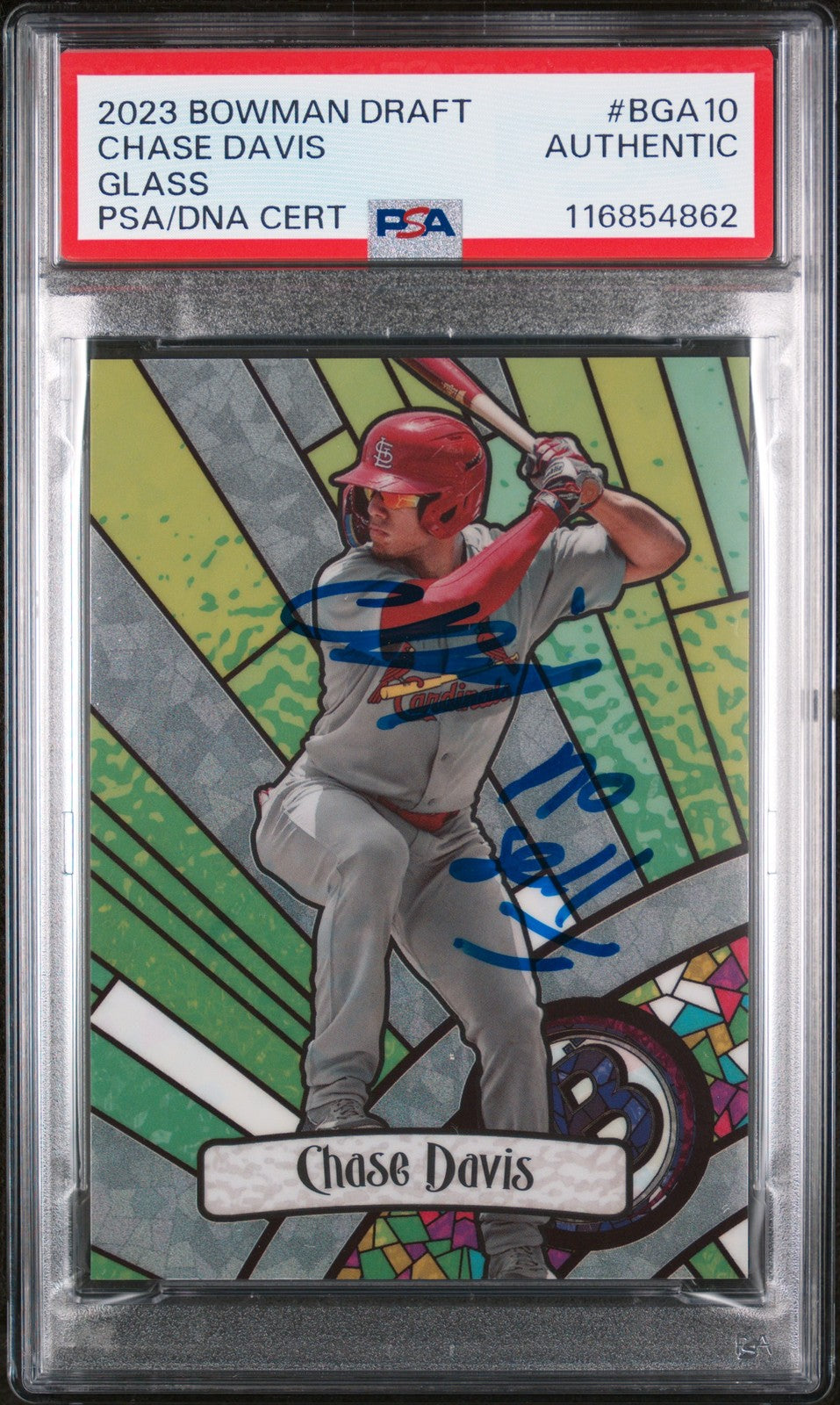2023 Bowman Draft Bowman Glass #BGA10 Chase Davis signed card PSA A Auto A