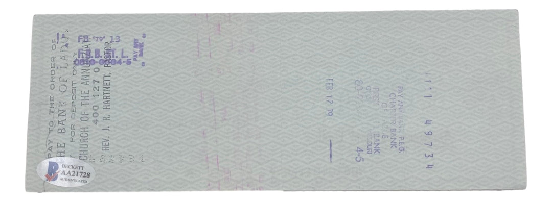 Stan Musial St. Louis Cardinals Signed  Bank Check #5477 BAS