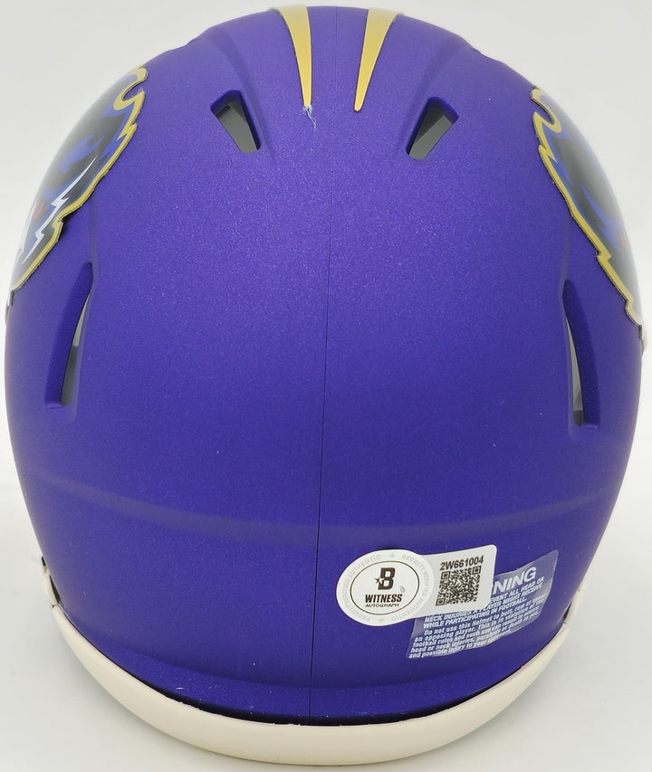 Rashod Bateman Signed Ravens 2024 Alternate Purple Speed Mini Helmet Beckett Wit