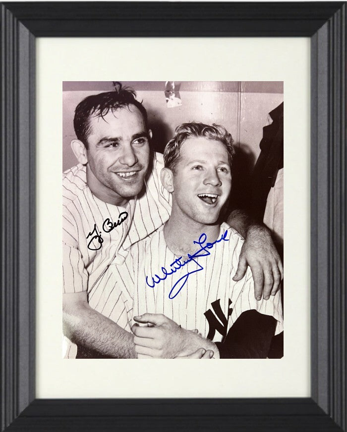 Yogi Berra & Whitey Ford dual signed Yankees 8x10 Photo Framed - COA/Show Ticket