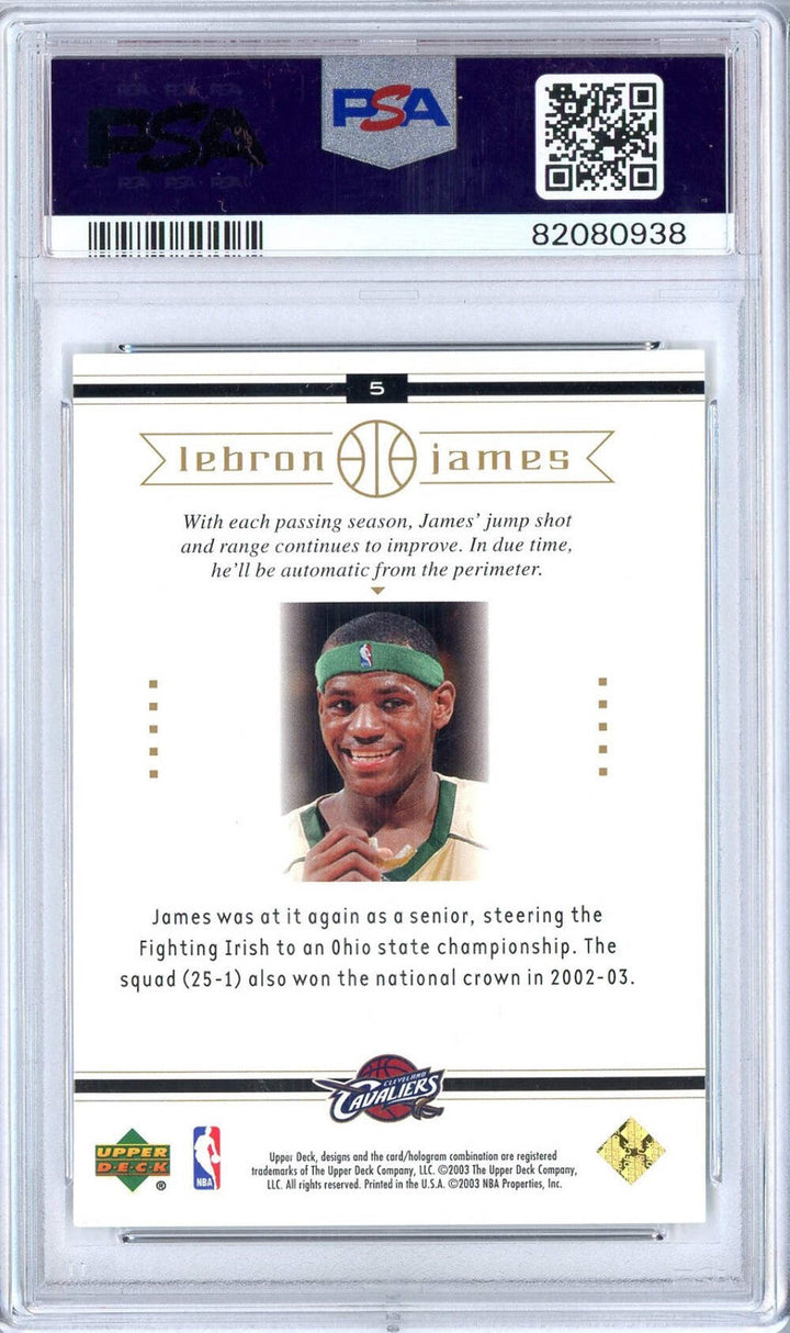 Graded 2003 Upper Deck LeBron James #5 Box Set Rookie RC Basketball Card PSA 10