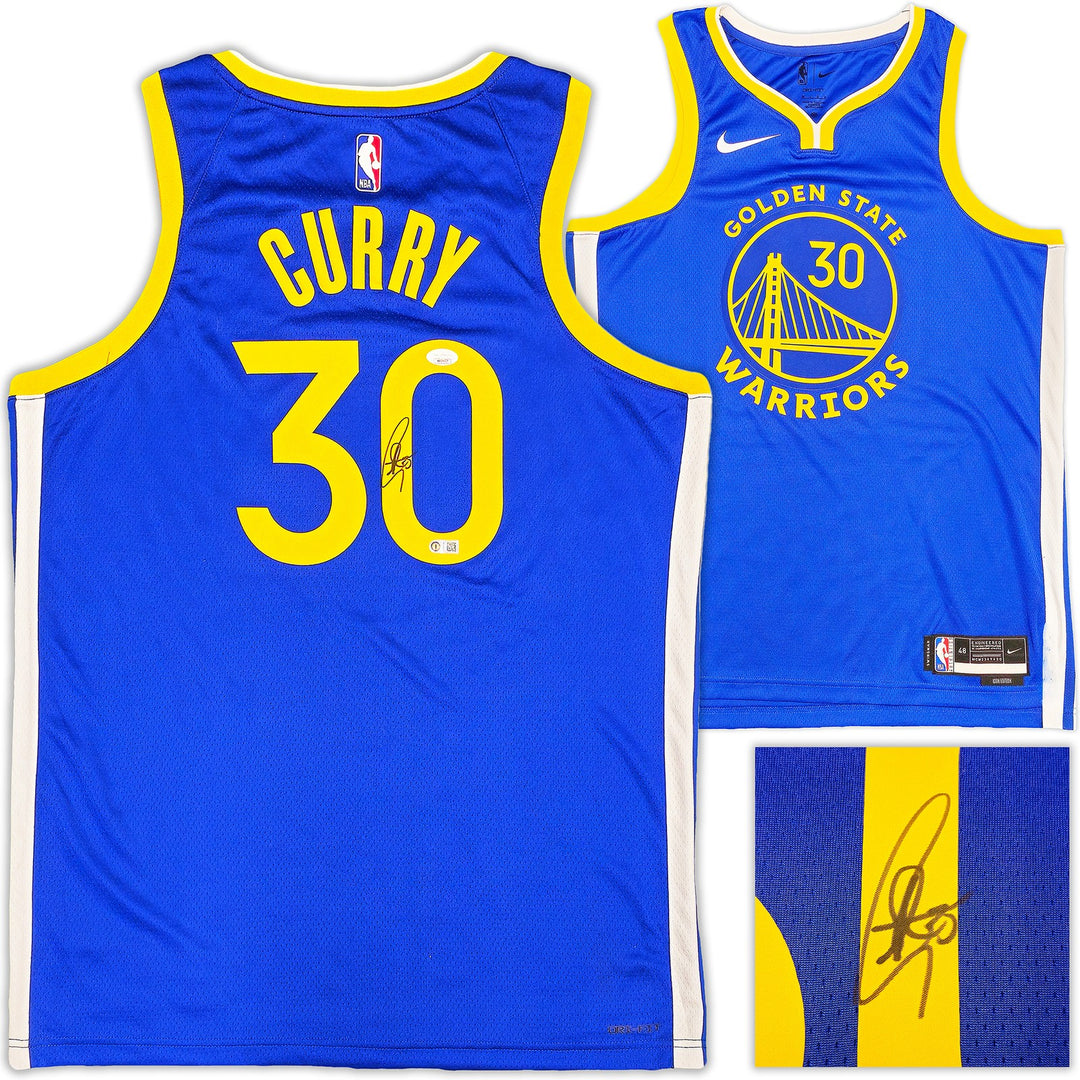 Warriors Stephen Curry Signed Blue Nike Swingman Icon Edition Jersey Size 48 JSA