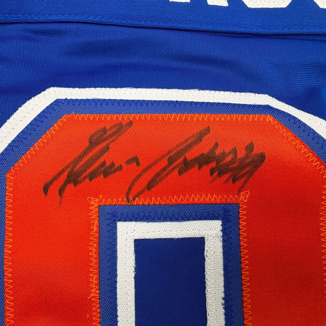 Autographed/Signed Glenn Anderson Edmonton Blue Hockey Jersey Beckett COA