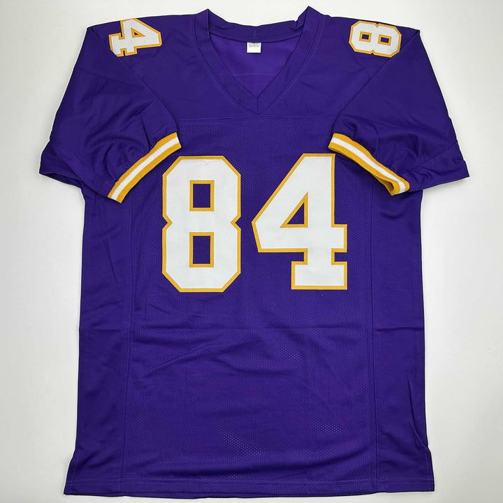 Autographed/Signed Randy Moss Minnesota Purple Football Jersey JSA COA