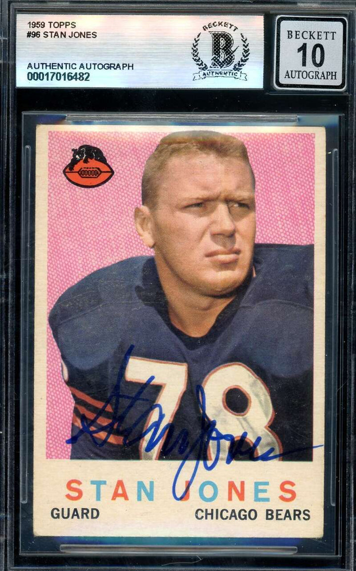 Stan Jones Gem Mint 10 Beckett BAS Signed 1959 Topps Autograph