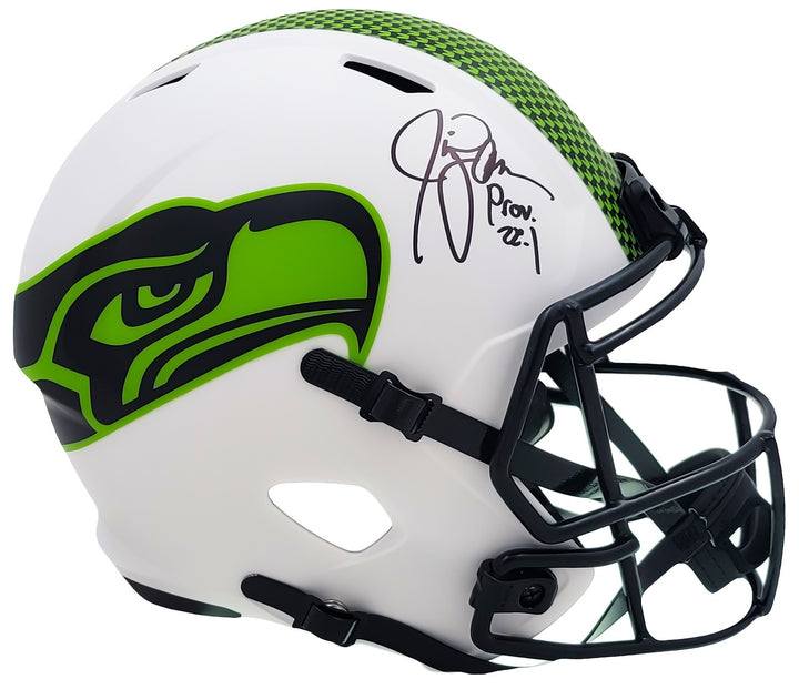 Jim Zorn Auto Seahawks Lunar Eclipse White Full Size Rep Speed Helmet MCS Holo