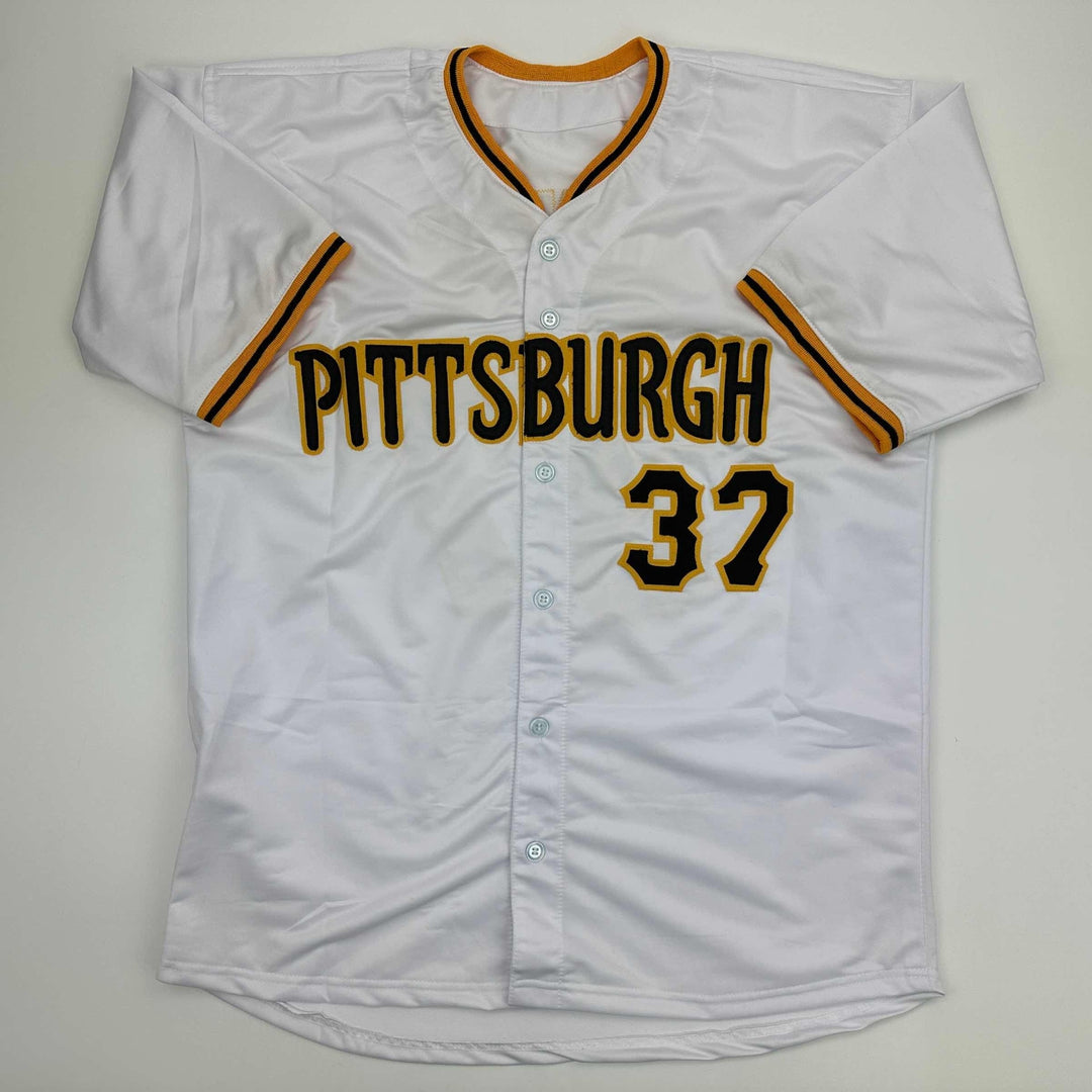 Facsimile Autographed Jared Jones Pittsburgh White Reprint Jersey Size Men's XL